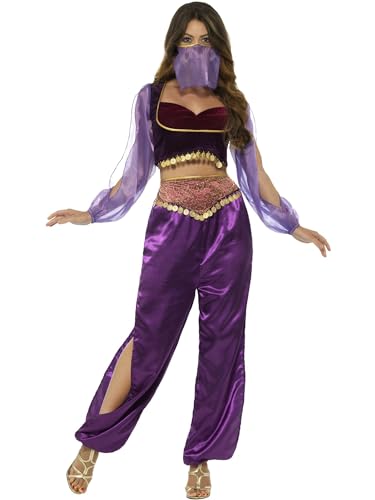 Smiffys Arabische-Prinzessin-Kostüm, Violett, mit Hose, Oberteil und Gesichtsschleier von Smiffys