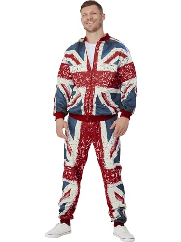 Smiffys Union Jack Freizeitanzug, Jacke & Hose, Vintage Style Print von Smiffys