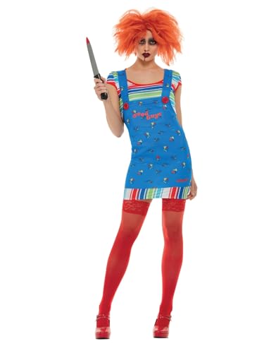 Smiffys Chucky-Kostüm, Blau, mit Oberteil & kurzem Latzhosenkleid von Smiffys