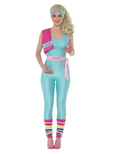 Smiffys Barbie Kostüm, Blau, mit Jumpsuit, Gürtel, Stirnband, Handtuch, Perücke Legwarmer von Smiffys