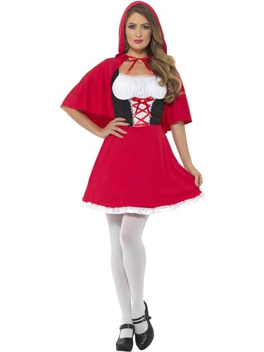 Smiffys Rotkäppchen-Kostüm, Rot, mit kurzem Kleid und Kapuze von Smiffys