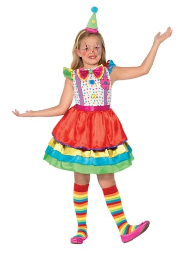 Smiffys 45250S Deluxe Clown Kostüm für Mädchen, mit Kleid und Hut, S von Smiffys