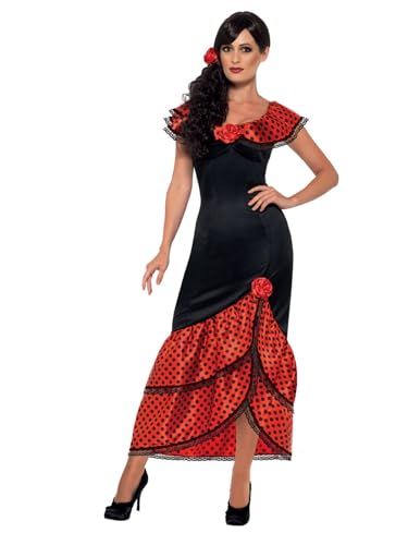 Smiffys Flamenco Senorita Kostüm, Schwarz, mit Kleid & Kopfbedeckung von Smiffys