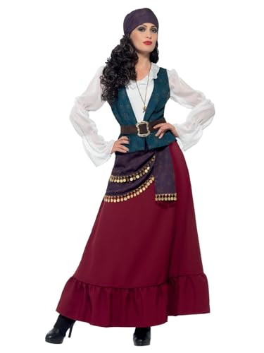 Smiffys Piratenschönheit Kostüm Deluxe, Purpur, mit Kleid, Schärpe, Kopftuch und Halskette von Smiffys