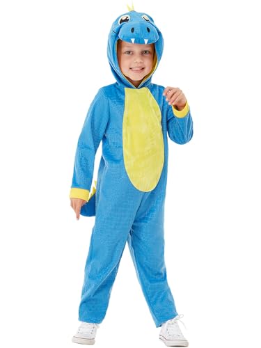 Smiffys Dinosaurierkostüm für Kleinkind, Blau, Mit Kapuzen-Jumpsuit von Smiffys