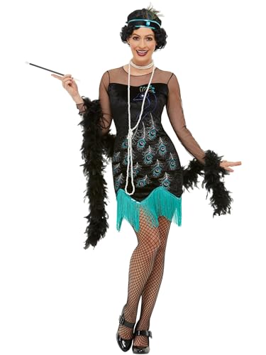 Smiffys 20er Jahre Pfauen Flapper Kostüm, Grün & Blau, mit Kleid & Stirnband von Smiffys