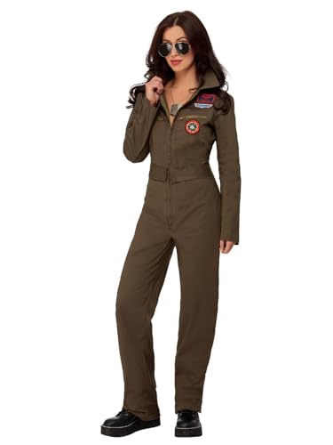 Smiffys Damenkostüm, Top Gun, Khaki, mit Overall von Smiffys