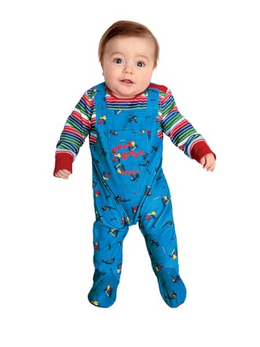 Smiffys Chucky-Babykostüm, Blau, mit bedrucktem All-in-One von Smiffys