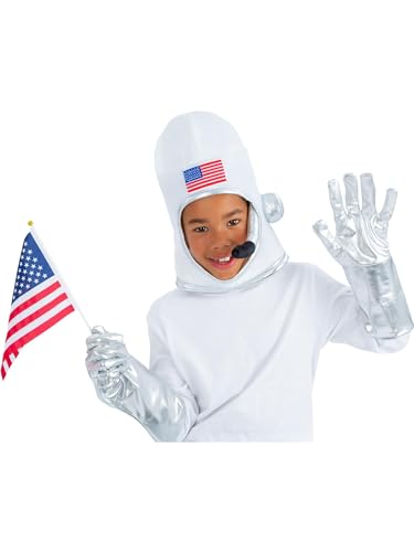 Smiffys Kit Astronaut, Helm, Handschuhe und USA-Flagge aus Stoff von Smiffys