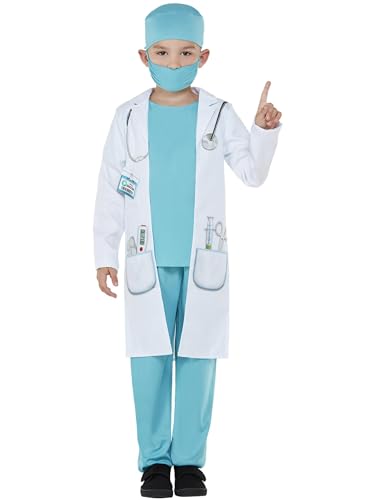 Smiffys Kostüm Doktor, Blau, Mantel, Hut und Gesichtsmaske von Smiffys