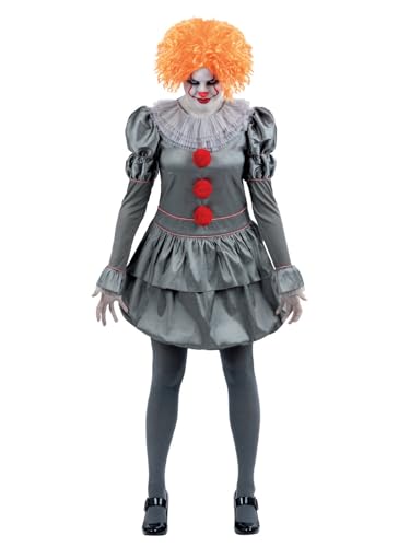 Smiffys IT Chapter 2, Pennywise-Kostüm, Kleid mit Rüschen am Hals und Strumpfhosen von Smiffys