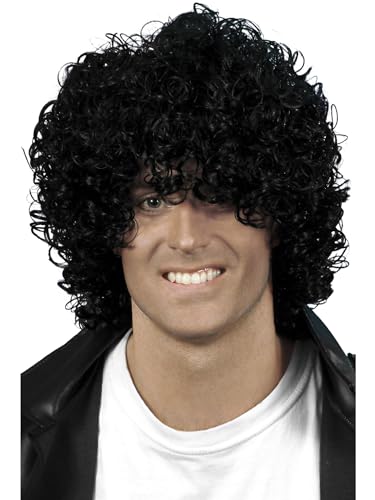 Smiffys Afro Wetlook Perücke, Schwarz, Lockig von Smiffys