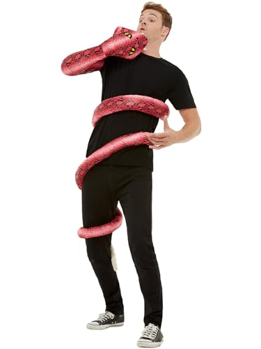 Smiffys Anaconda Schlangenkostüm, Rot, mit Rundumkörper & Schlangenkopf Handpuppe von Smiffys