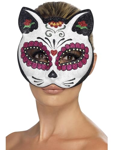 Smiffys Augenmaske Calavera-Katze Glitzer von Smiffys