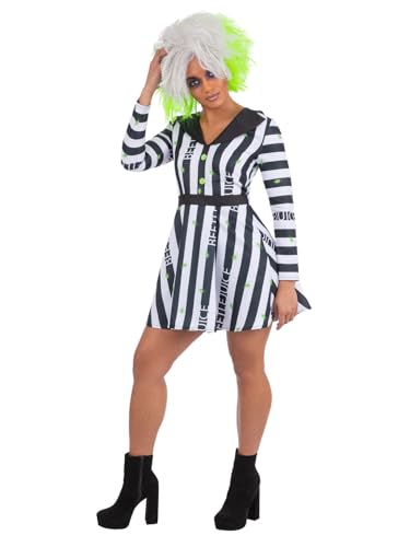 Smiffys Beetlejuice Damenkostüm für Damen, schwarz-weiß gestreift, Halloween-Kostüm, lizenzierter Geistercharakter, Größe XL Smiffys Beetlejuice Damenkostüm für Damen, schwarz-weiß gestreift, Halloween-Kostüm, lizenzierter Geistercharakter, Größe XL von Smiffys