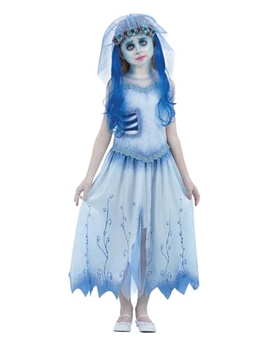 Smiffys Corpse Bride, Emily-Kostüm, Kleid und Stirnband mit Schleier und Haarteile von Smiffys