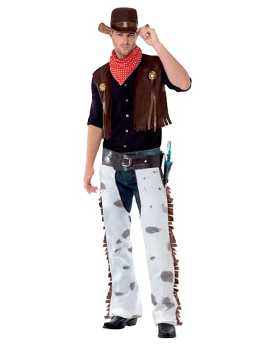 Smiffys Cowboy Kostüm, Braun, mit Weste, Cowboyhose, Halstuch & Hut von Smiffys