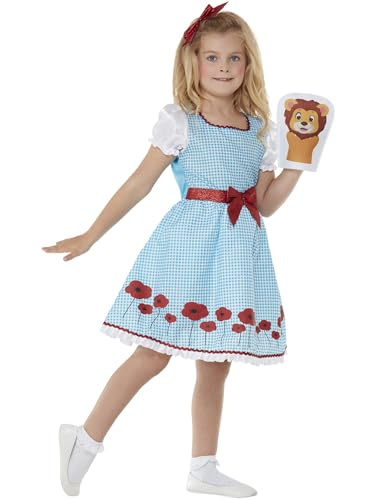 Smiffys Deluxe-Kostüm Bauernmädchen, Blau, Kleid, Bogen und Handpuppe von Smiffys