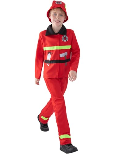 Smiffys Feuerwehruniform, Rot, mit Jacke, Hose und Mütze von Smiffys