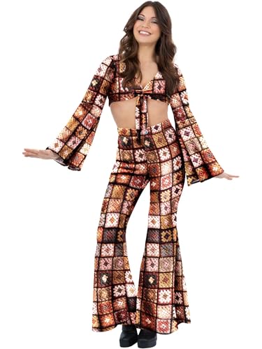 Smiffys Fever 60er Jahre Vintage Crochet Flared Hose & Tie Front Top Kostüm Retro Flower Power Verkleidung für Frauen Hippie Festival Outfit Groovy Halloween Disco & Jahrzehnte Klein Smiffys Fever 60er Jahre Vintage Crochet Flared Hose & Tie Front Top Kostüm Retro Flower Power Verkleidung für Frauen Hippie Festival Outfit Groovy Halloween Disco & Jahrzehnte Klein von Smiffys
