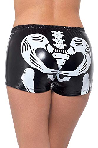 Smiffys Fever Miss-Skelett-Whiplash-Hotpants, Schwarz, Nass-Effekt von Smiffys