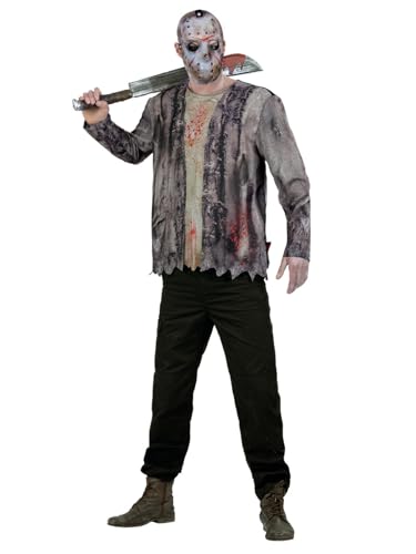 Smiffys Friday the 13th, Jason Voorhees, Kostüm, Jacke mit eingesetztem Oberteil und Hockey-Maske von Smiffys