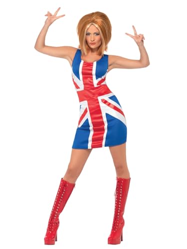 Smiffys Ginger Power, 90er Idol Kostüm, mit Union Jack Kleid von Smiffys