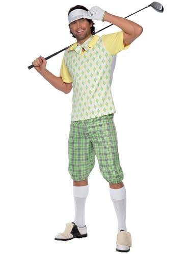 Smiffys Golfer Kostüm, Grün, Gelb und Weiß, mit Schirmmütze, Shorts, Oberteil, Fliege und Handschuhen Smiffys Golfer Kostüm, Grün, Gelb und Weiß, mit Schirmmütze, Shorts, Oberteil, Fliege und Handschuhen von Smiffys