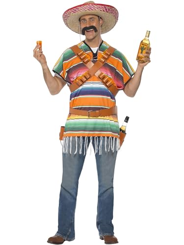 Smiffys Tequila Shooter Herrenkostüm, mit Poncho, Patronengürtel, Gürtel und Flaschen-Holster von Smiffys