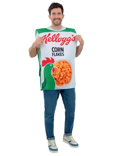 Smiffys Kelloggs™ Corn Flakes™ Müslischachtel Kostüm Tabard, offiziell lizenzierte Kelloggs Verkleidung für Erwachsene von Smiffys