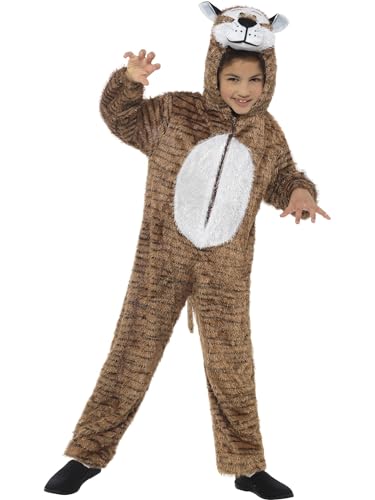 Smiffys Tiger Kostüm, Braun, enthält Jumpsuit mit Kapuze von Smiffys