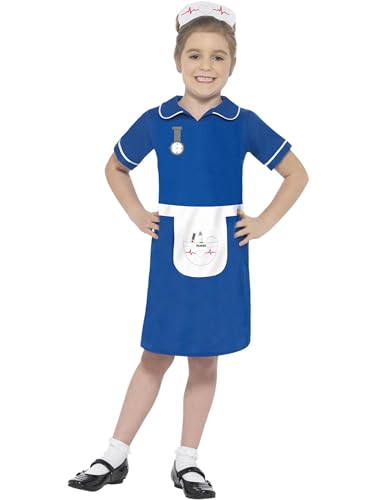 Smiffys Krankenschwester-Kostüm, Blau, mit Kleid und Kopfbedeckung von Smiffys