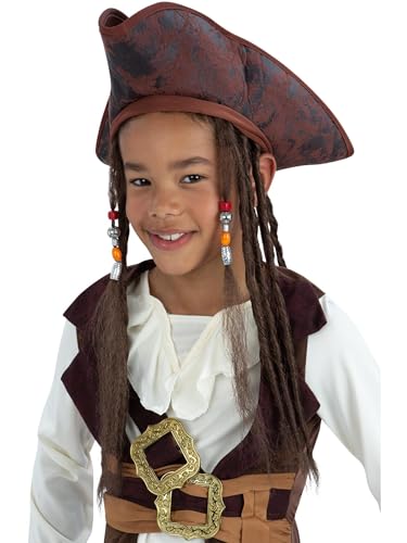 Smiffys Piratenhut, braun, mit Dreadlocks von Smiffys