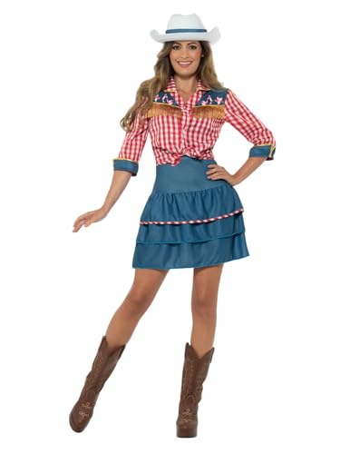 Smiffys Rodeo Girl Kostüm, Blau, mit Rock, Oberteil & Gut von Smiffys