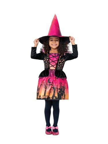 Smiffys Sunset Witch-Kostüm, Kleid & Hut mit Ombre-Druck von Smiffys