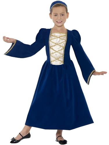 Smiffys Tudor Prinzessin Mädchenkostüm, Königsblau, Kleid und Haarreifen von Smiffys