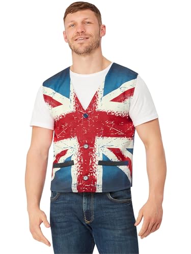 Smiffys Union Jack Weste, Druck im Vintage-Stil von Smiffys