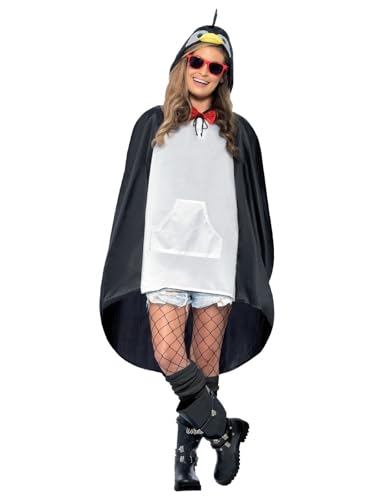 Smiffys Pinguin Party Poncho, mit Zugbeutel von Smiffys