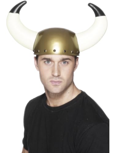 Smiffys Wikingerhelm, Gold, mit Langen Hörnern von Smiffys