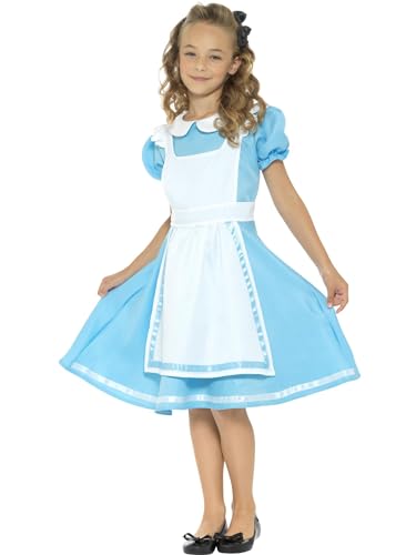 Smiffys Wunderland-Prinzessinnenkostüm, Blau, mit Kleid, befestigter Schürze und Stirnband von Smiffys