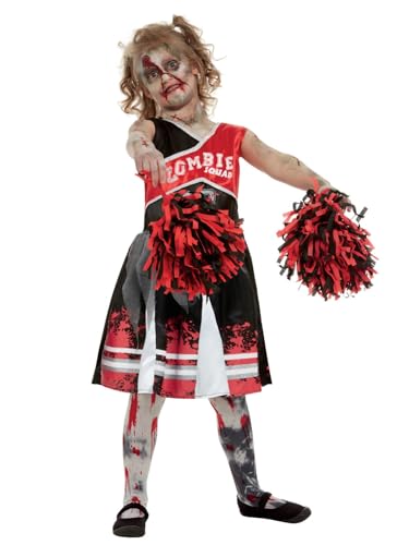 Smiffys Zombie-Cheerleader-Kostüm, Rot, mit Kleid & Pompons von Smiffys