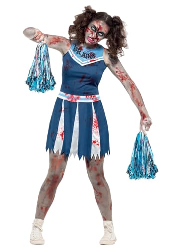 Smiffys Zombie Cheerleader Kostüm, Blau, mit Kleid & Puschel von Smiffys