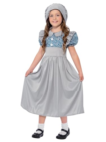 Smiffys Kostüm Viktorianisches Schulmädchen, Grau, mit Kleid und Mütze von Smiffys