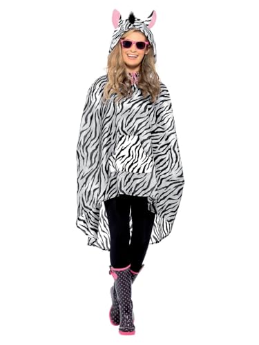 Smiffys Zebra Party Poncho, mit Zugbeutel von Smiffys