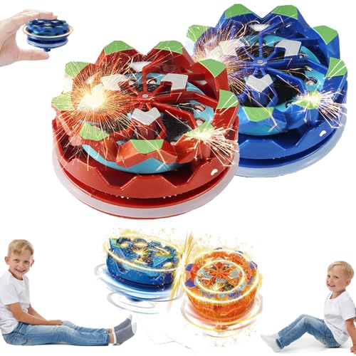 Fireworks Fingertip Gyro, Handheld Fireworks Gyroscope, Collision Sparks Light Up Spinning Top Toy, Luminous Spinning Gyroscope Battle Decompression Toy (2Pc-A) von Smilamo