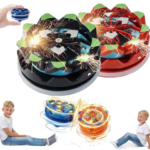 Fireworks Fingertip Gyro, Handheld Fireworks Gyroscope, Collision Sparks Light Up Spinning Top Toy, Luminous Spinning Gyroscope Battle Decompression Toy (2Pc-C) von Smilamo