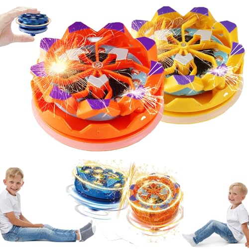 Fireworks Fingertip Gyro, Handheld Fireworks Gyroscope, Collision Sparks Light Up Spinning Top Toy, Luminous Spinning Gyroscope Battle Decompression Toy (2Pc-D) von Smilamo