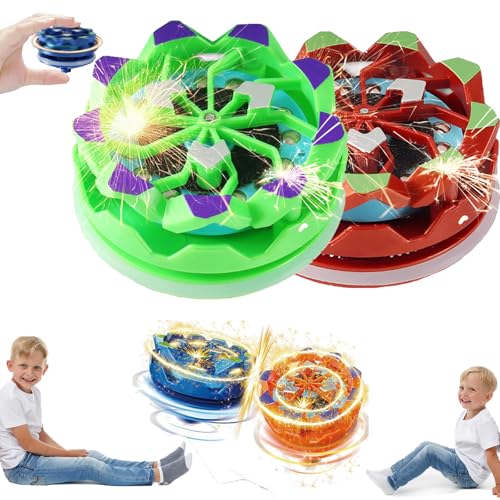 Fireworks Fingertip Gyro, Handheld Fireworks Gyroscope, Collision Sparks Light Up Spinning Top Toy, Luminous Spinning Gyroscope Battle Decompression Toy (2pc-B) von Smilamo