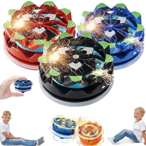 Fireworks Fingertip Gyro, Handheld Fireworks Gyroscope, Collision Sparks Light Up Spinning Top Toy, Luminous Spinning Gyroscope Battle Decompression Toy (3Pc-A) von Smilamo