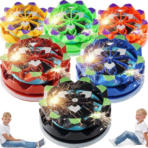 Fireworks Fingertip Gyro, Handheld Fireworks Gyroscope, Collision Sparks Light Up Spinning Top Toy, Luminous Spinning Gyroscope Battle Decompression Toy (6Pc-A) von Smilamo